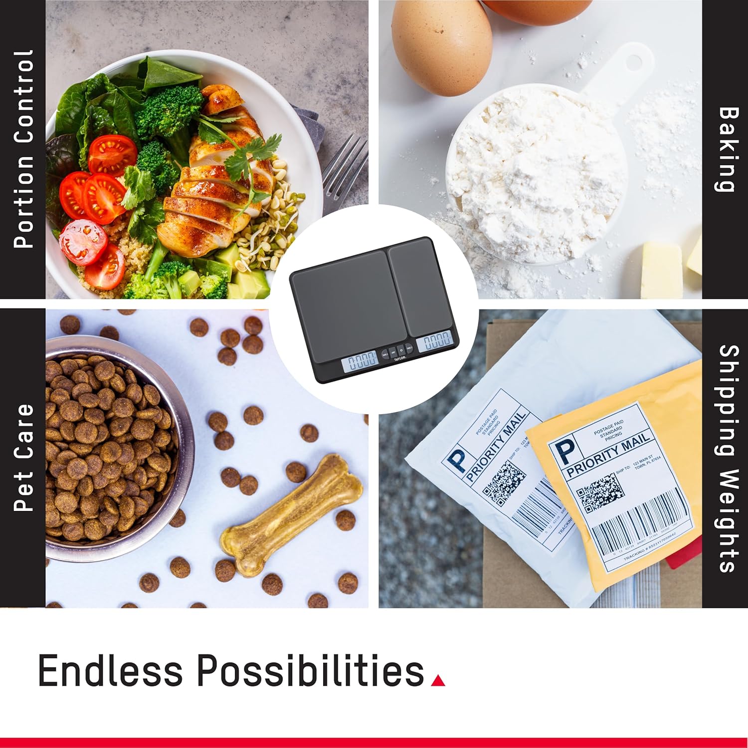 Taylor Dual Platform Kitchen Scale - Digital Grams & Ounces for Weight Loss & Cooking | 15lb Capacity, Black