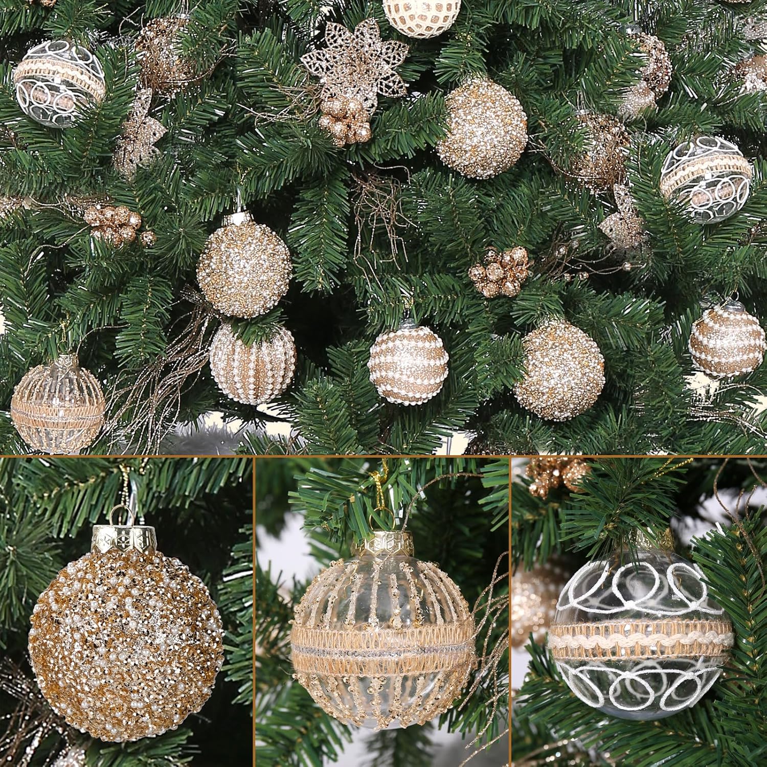 Regine Switzerland 9-Piece Christmas Ball Ornaments Set - Shatterproof Clear Champagne Decor for Holiday Parties