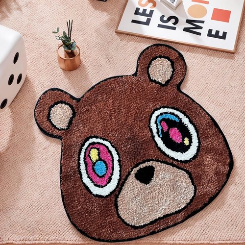 Hypebeast Graduation Bear Rug - Ultra-Soft Plush Room Decor with Non-Slip Backing | Trendy 28"x28" Carpet