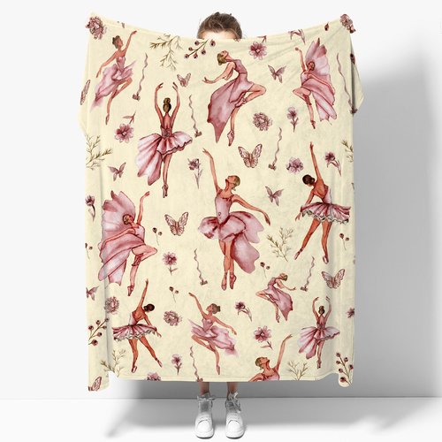 Dance Blanket Gift for Girl Women Ballet Blanket Super Soft Cozy Warm Throw for Couch Bed Sofa Office Decor All Season 50 * 40" S for Kid