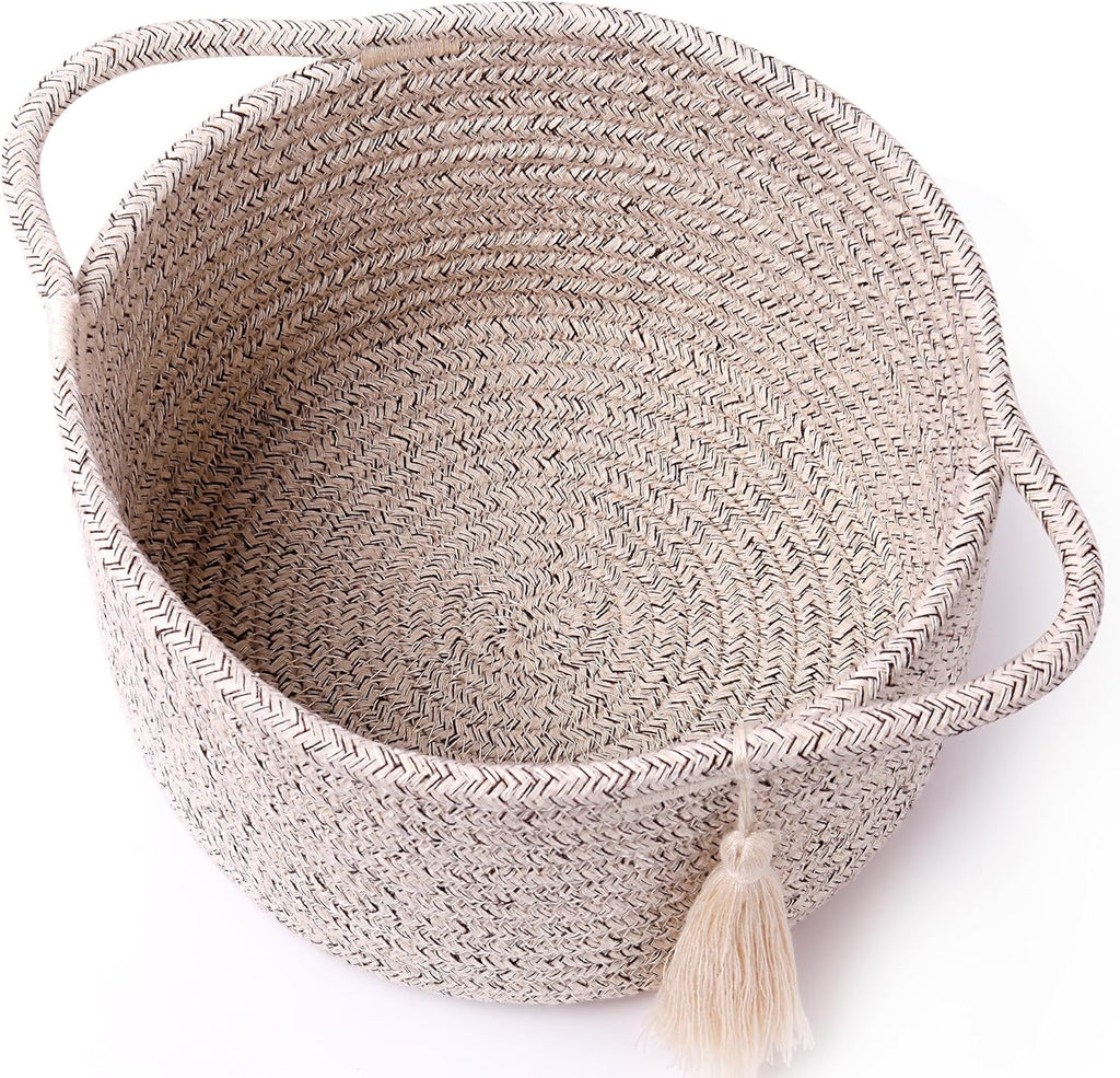 SweetMemo Mini Woven Rope Organizer Baskets - Decorative Gift Basket for Baby Showers & Home Storage - Warm Brown