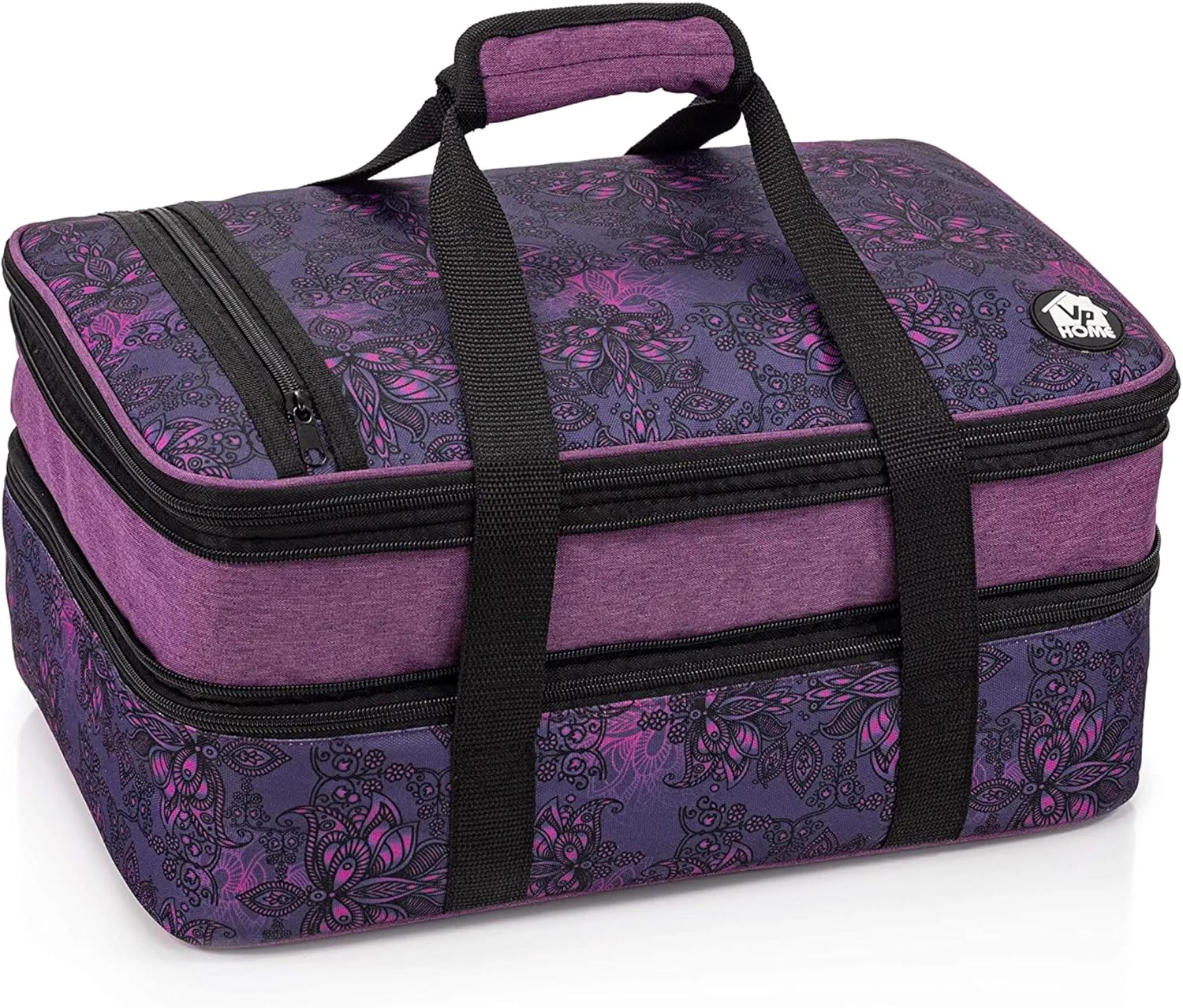 VP Home Double Casserole Insulated Food Containers - Stylish Henna Tattoo Design for Travel & Picnics