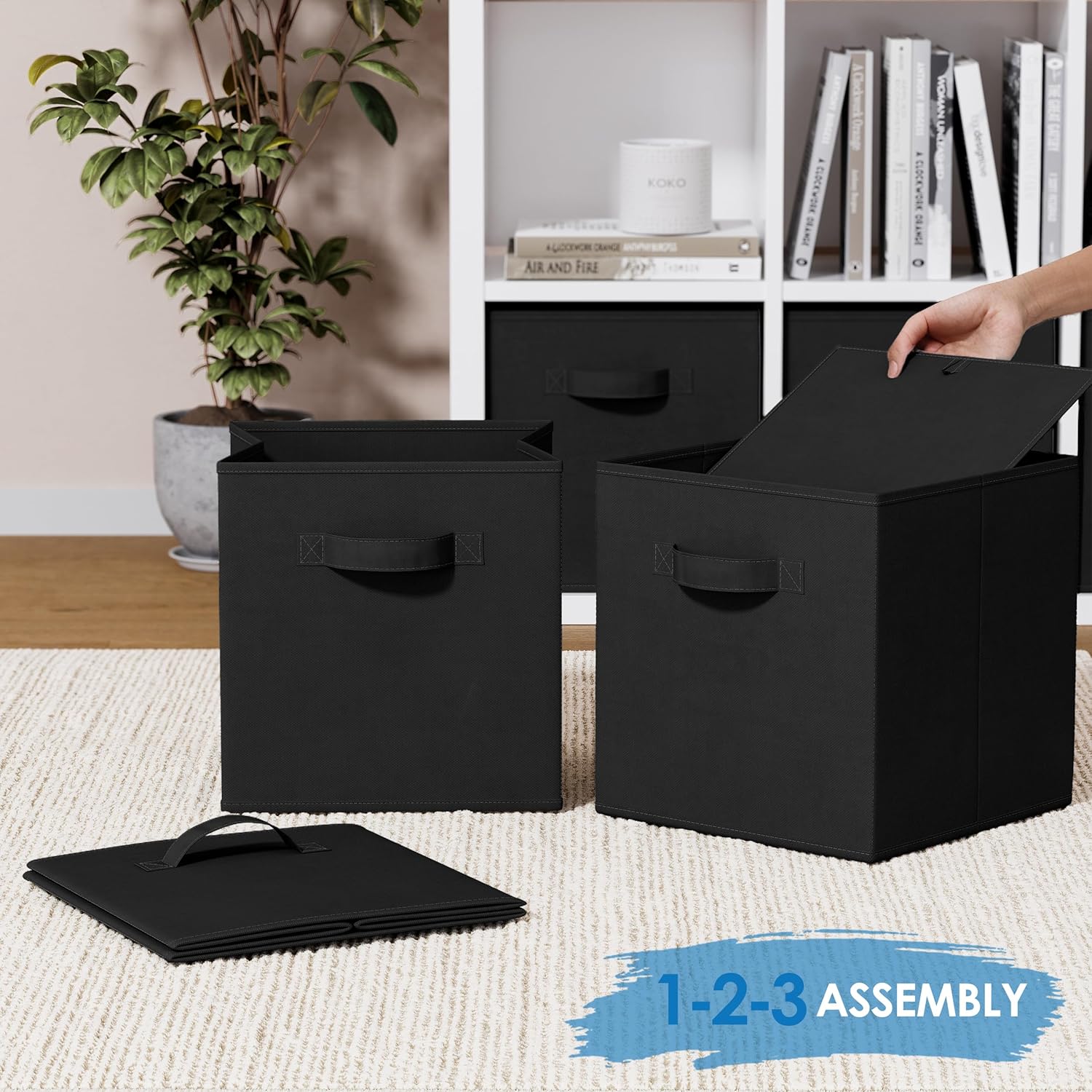 Storage Cubes by [Brand Name] - Pack of 8 Collapsible Fabric Storage Bins with Dual Handles | 10.5x10.5x11 (Black)