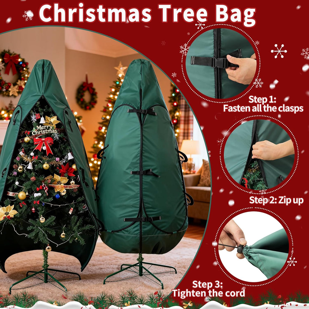 Upright Christmas Tree Bag - 9 Ft Storage Cover for 8-10 Ft Artificial Trees | Durable Protection