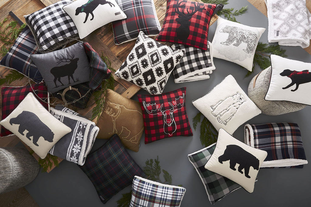 Eddie Bauer Home - Throw Pillow with Zipper Closure, Perfect Home Decor for Bed or Sofa (Wallace Plaid Cinder, 20" x 20")