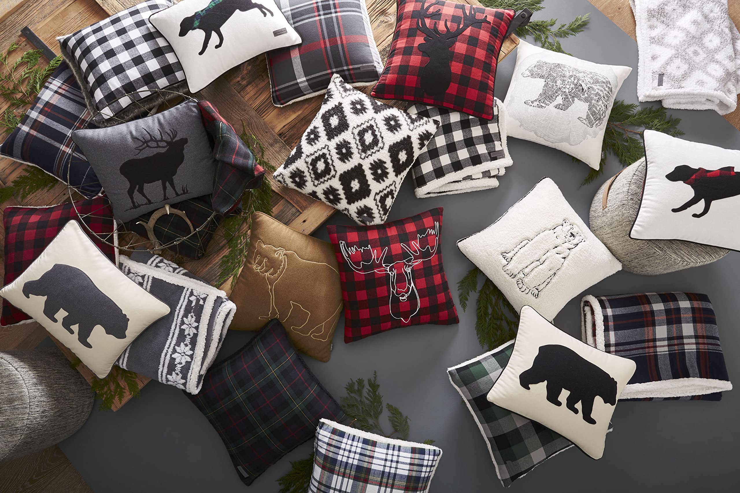 Eddie Bauer Home - Throw Pillow with Zipper Closure, Perfect Home Decor for Bed or Sofa (Wallace Plaid Cinder, 20" x 20")