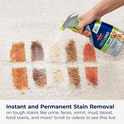 Bissell PET PRO OXY Stain Destroyer - Powerful Carpet & Upholstery Cleaner | 22 oz, 2 Pack