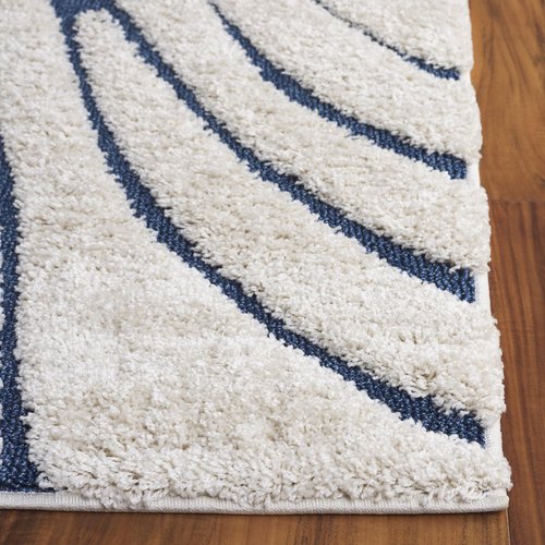 SAFAVIEH Florida Shag Collection Accent Rug - 4' x 6', Cream & Blue, Non-Shedding & Easy Care, 1.2-inch Thick Ideal for High Traffic Areas in Entryway, Living Room, Bedroom (SG471-1165)
