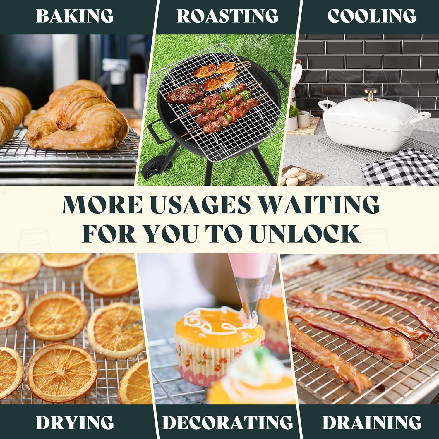 Premium Stainless Steel Cooling Racks by [Brand Name] - Heavy Duty Oven Safe | 10"x14.75" Set of 2 for Baking & Roasting