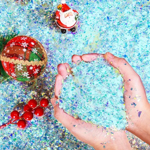 Aoriher Artificial Snow Glitter - Sparkling Blue Fake Snow for Crafts & Winter Decor | 0.55 Pound