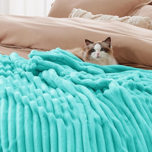 Bedsure GentleSoft Blue California King Blanket - Cozy Fleece Throw for Women, 102x96 Inches