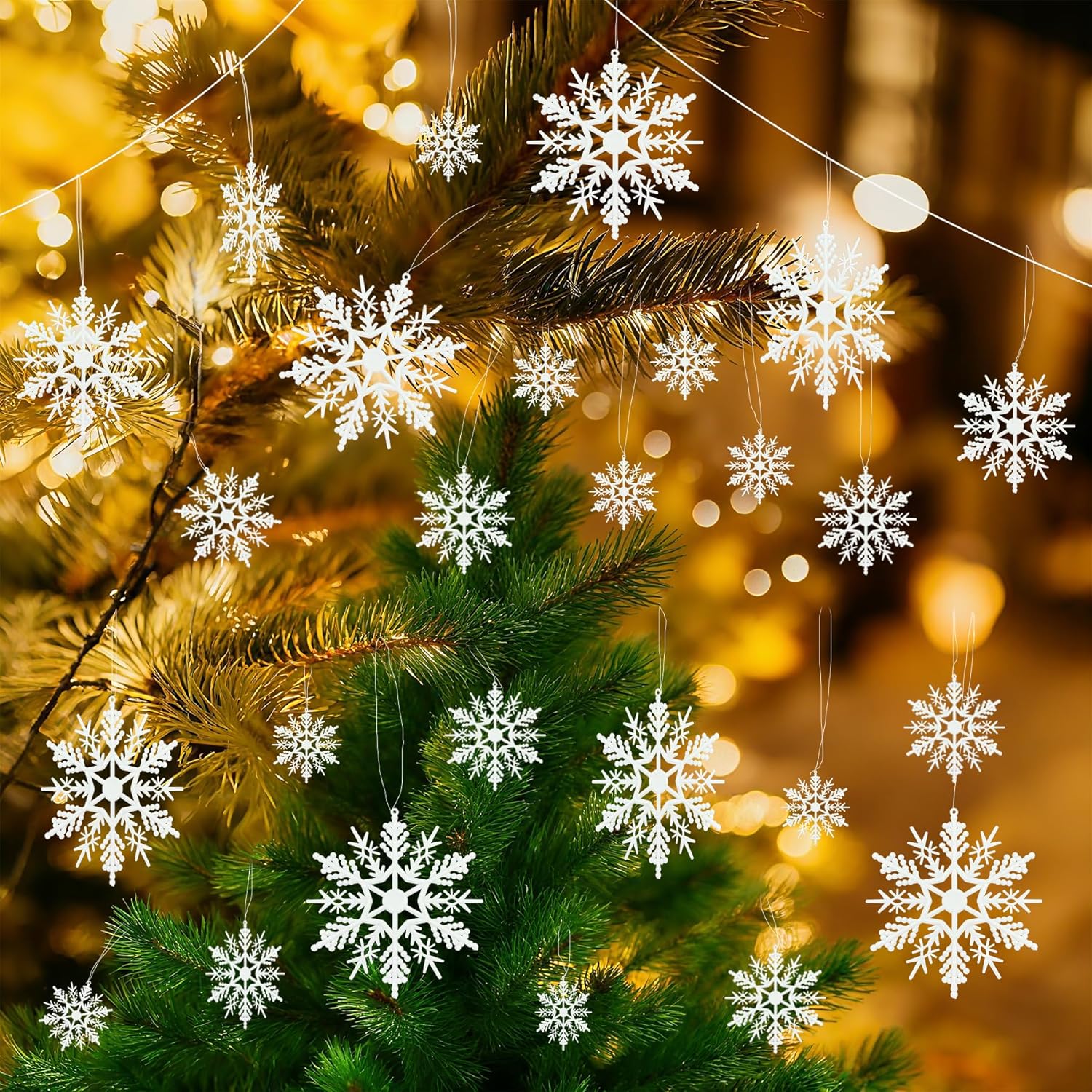 Snowflake Decorations - 24 Pcs Snowflake Ornaments for Christmas Tree | Winter Party DIY Crafts