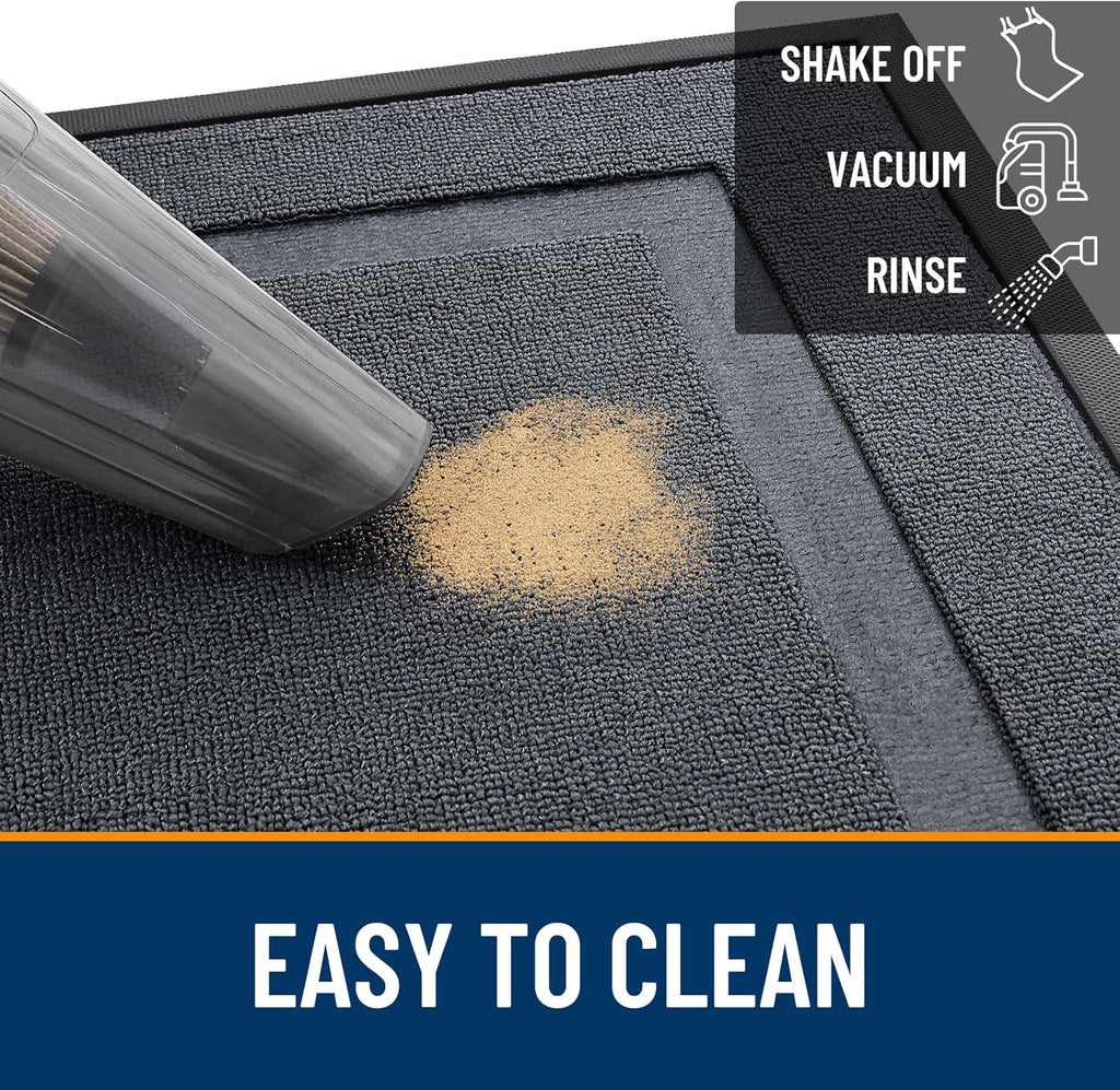 OLANLY Waterproof Front Door Mat - All-Season Indoor/Outdoor Doormat | Sturdy Natural Rubber, 29.5x17, Charcoal Gray