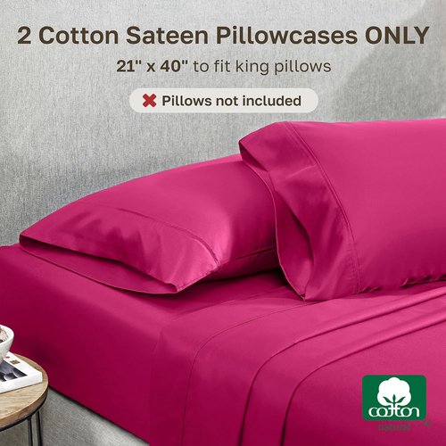 California Design Den King Size Pillowcases - Set of 2, 400 Thread Count, Soft 100% Cotton, Hot Pink