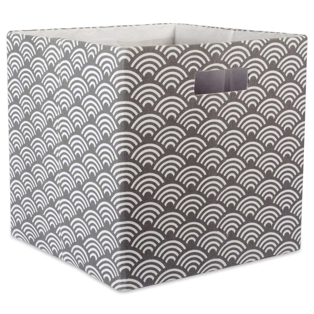 DII Collapsible Hard Sided Bin, Waves, Gray, Large