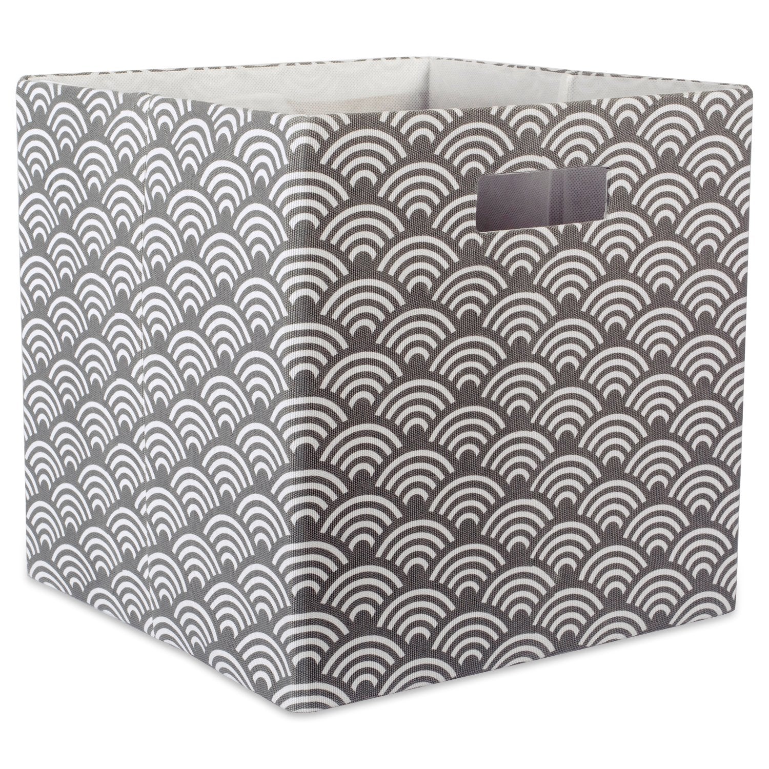 DII Collapsible Hard Sided Bin, Waves, Gray, Large