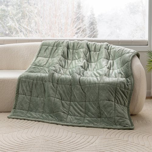 Berkshire Blanket Suedemink & Loftmink Quilted Throw Blanket, Ultra-Soft Reversible Fleece Throw, Lightweight & Warm, Ideal for Couch, Sofa & Bed, All-Season Comfort, Dark Sage, 50 in × 60 in