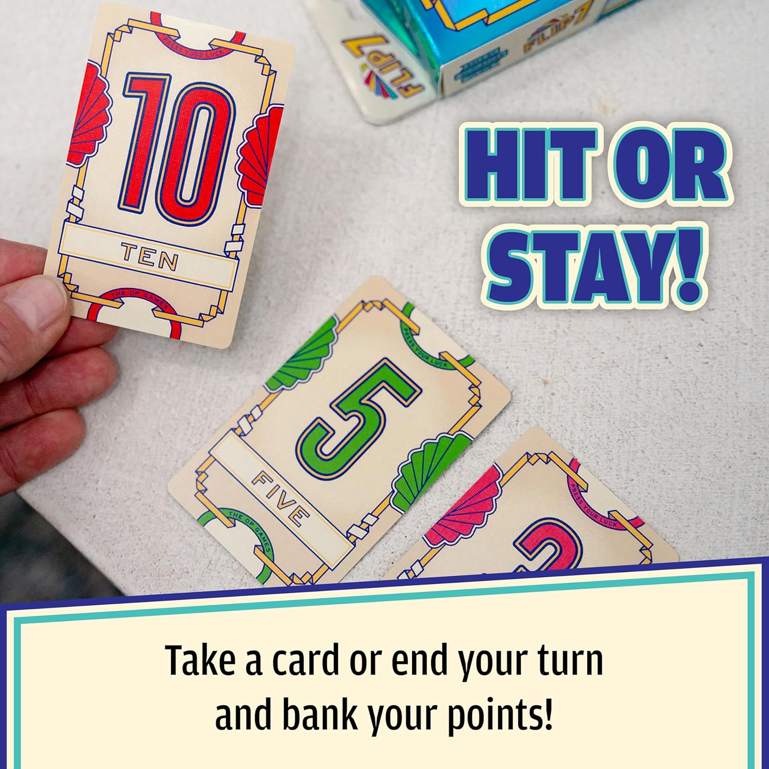 USAOPOLY Flip 7 Card Game - Fast-Paced Strategy & Luck for 3+ Players | Perfect for Game Nights, Ages 8+