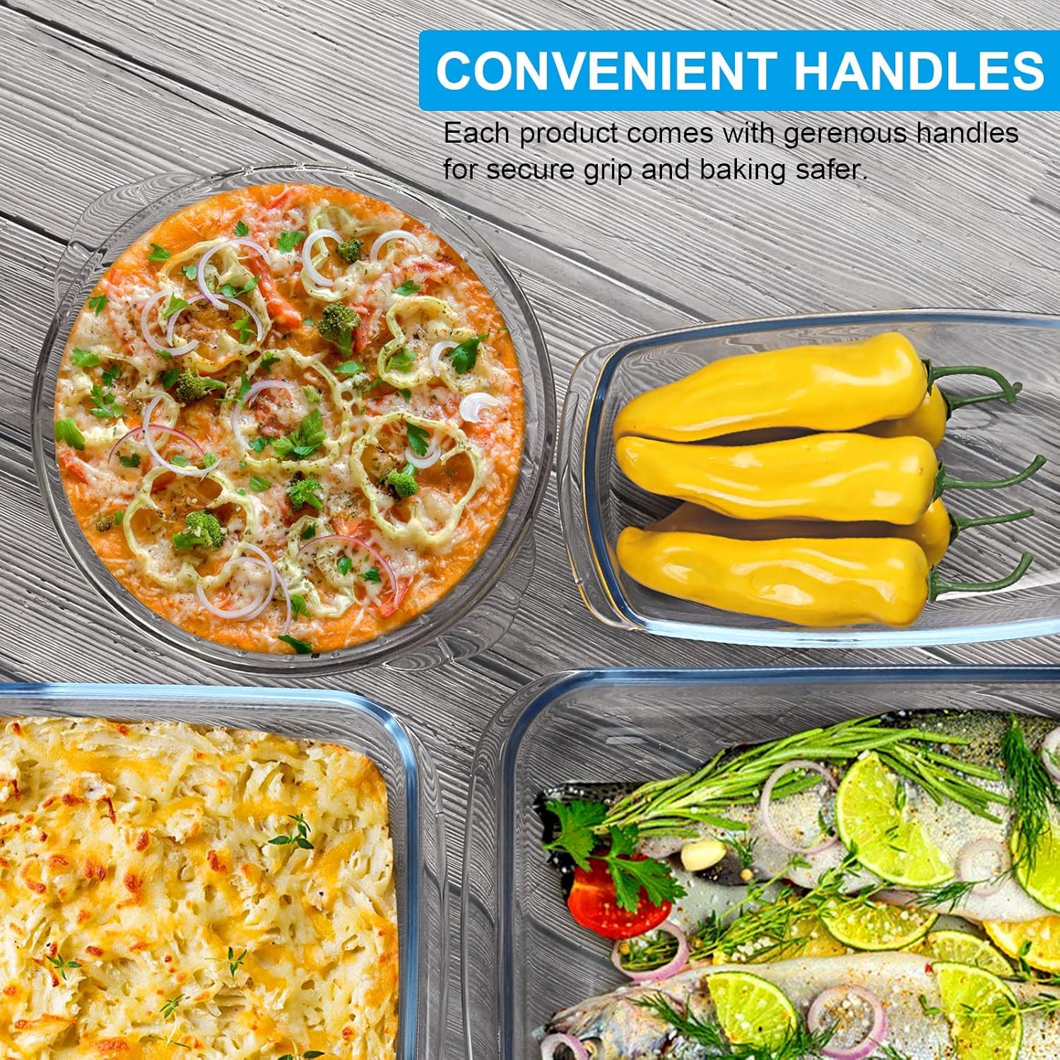 7-Piece Glass Bakeware Set - Oven-Safe Baking Dishes with Lids | Includes Loaf Pan, Pie Plate & Roasting Pan