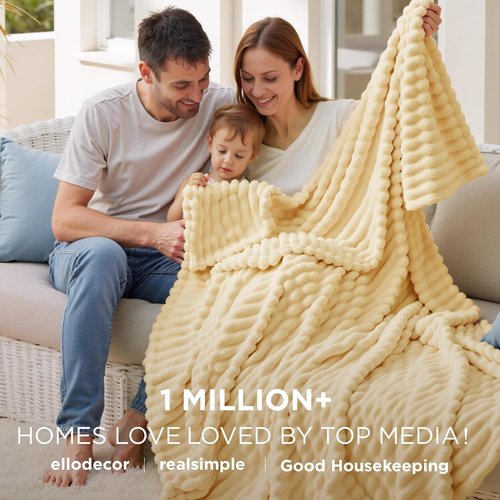 Bedsure GentleSoft Fleece Blanket - Super Soft Custard Yellow Twin Blanket for Couch, 60x80 Inches
