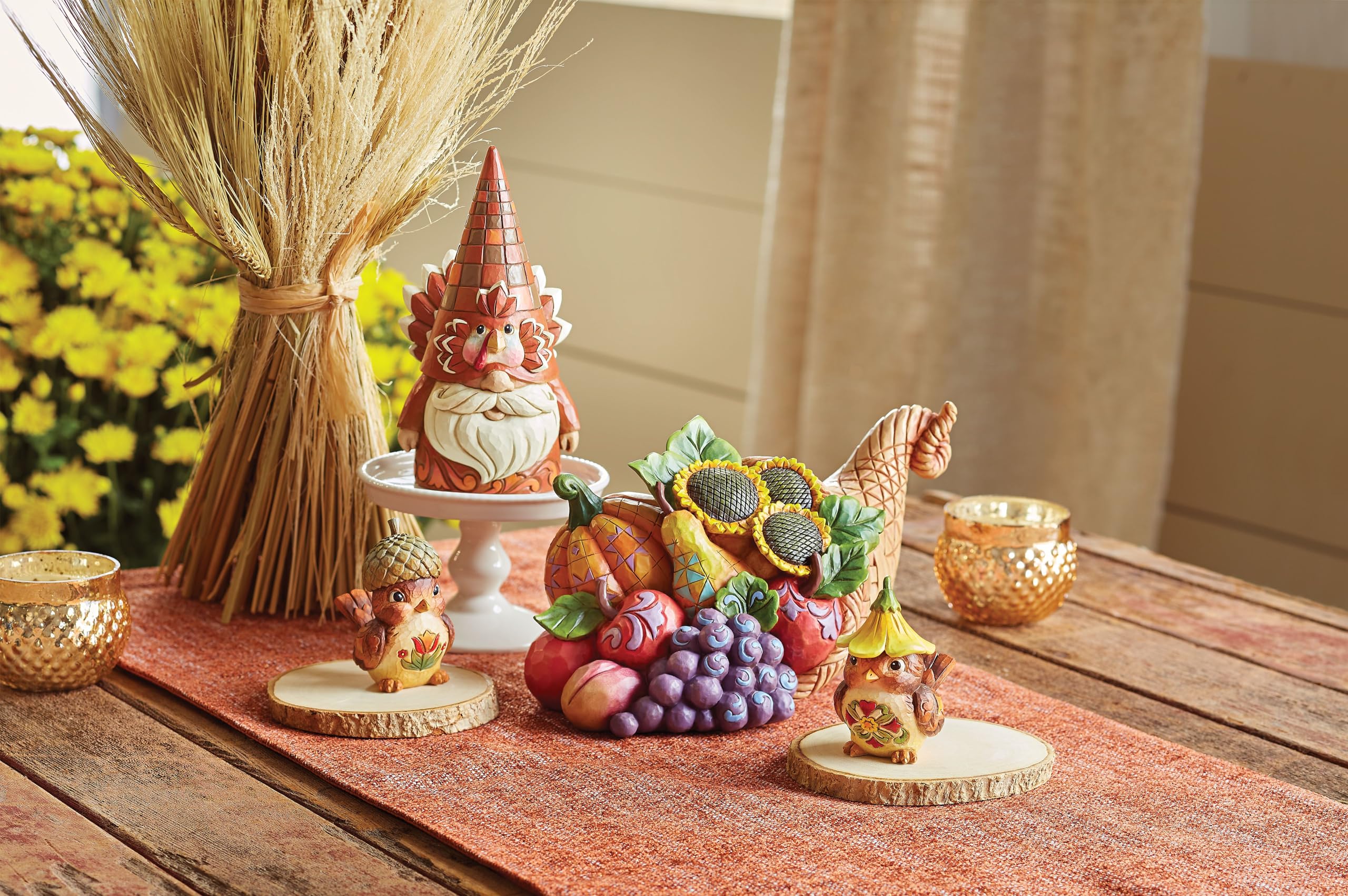 Enesco Jim Shore Heartwood Creek Harvest Turkey Gnome Gobble Figurine- Stone Resin Hand Painted Crafted Collectible Gnomes Mini Figurines Thanksgiving Home Decor Statue, 6.3 Inch
