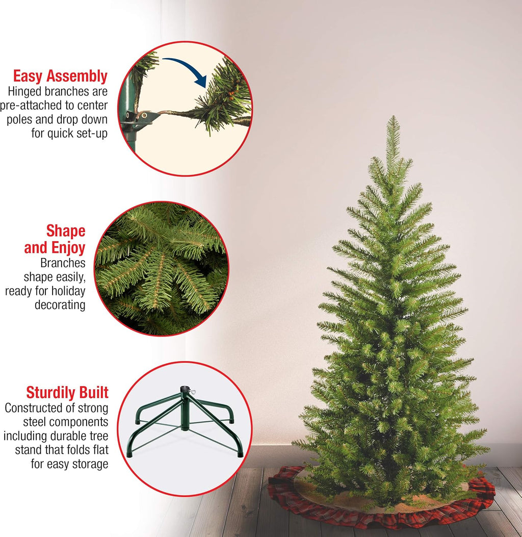 National Tree Company 4 Ft Slim Kingswood Fir Mini Artificial Christmas Tree - Unlit, 269 Tips, Green
