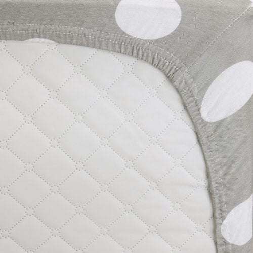 EVERYDAY KIDS 2 Pack Baby Cradle Sheets - Fitted Set for Baby Girl; 100% Cotton Jersey Knit, Breathable and Soft Cradle Mattress Pad Cover; Pink and White Heart Design Sheet and Gray Polka Dots Sheet