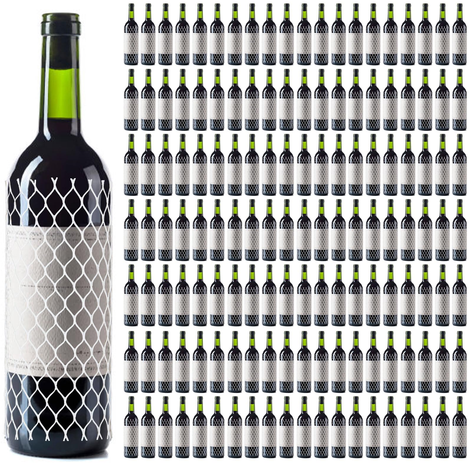 Boao 1000 Pcs Wine Mesh Liquor Bottles Protector Sleeves 7.8 Inch PE Net Wine Bottle Protector for Travel Glass Liquor Bottle Sleeves, Keep Bottles Safe While Traveling, White