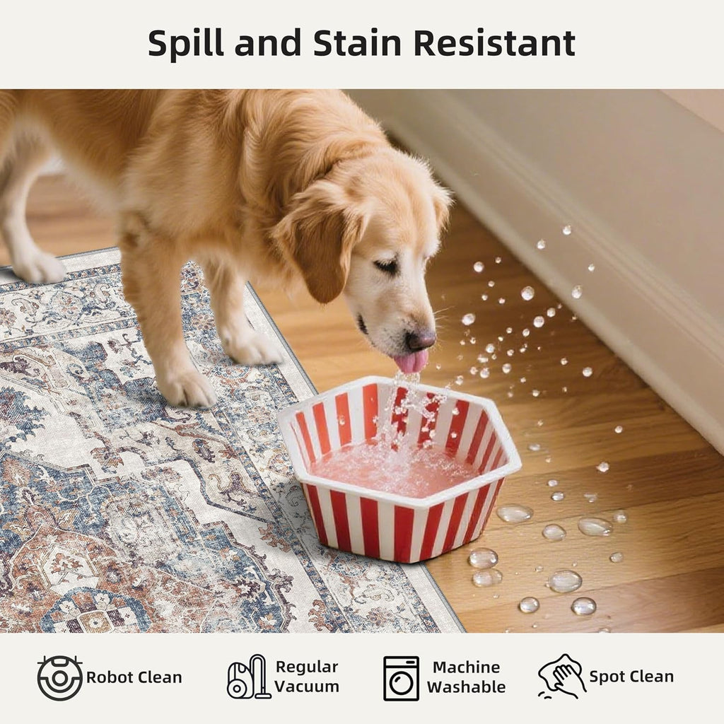 Skiennix Washable Kitchen Rug Set - Non-Slip, Soft & Stain Resistant Mats for Entryway | 3-Piece (2x3, 2x4, 2x5) in Brick