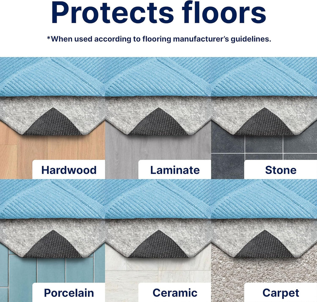 RUGPADUSA - Non-Slip Rug Pad - Dual Surface Felt & Rubber - 8'x10' - 1/4" Thick for All Floors