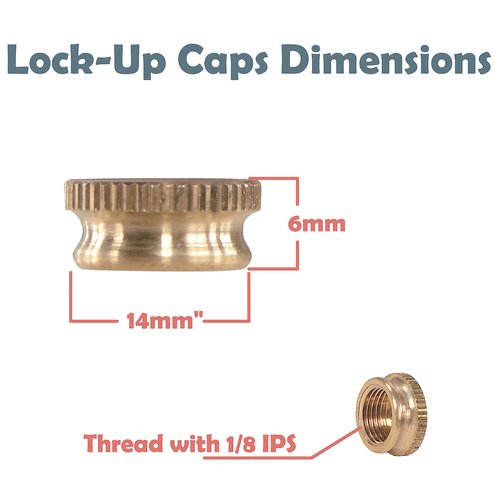 Aspen Creative 21059-06-4, Lamp Lock-Up Caps 4Pcs/Pack Steel Brass Cap/Brass Finish