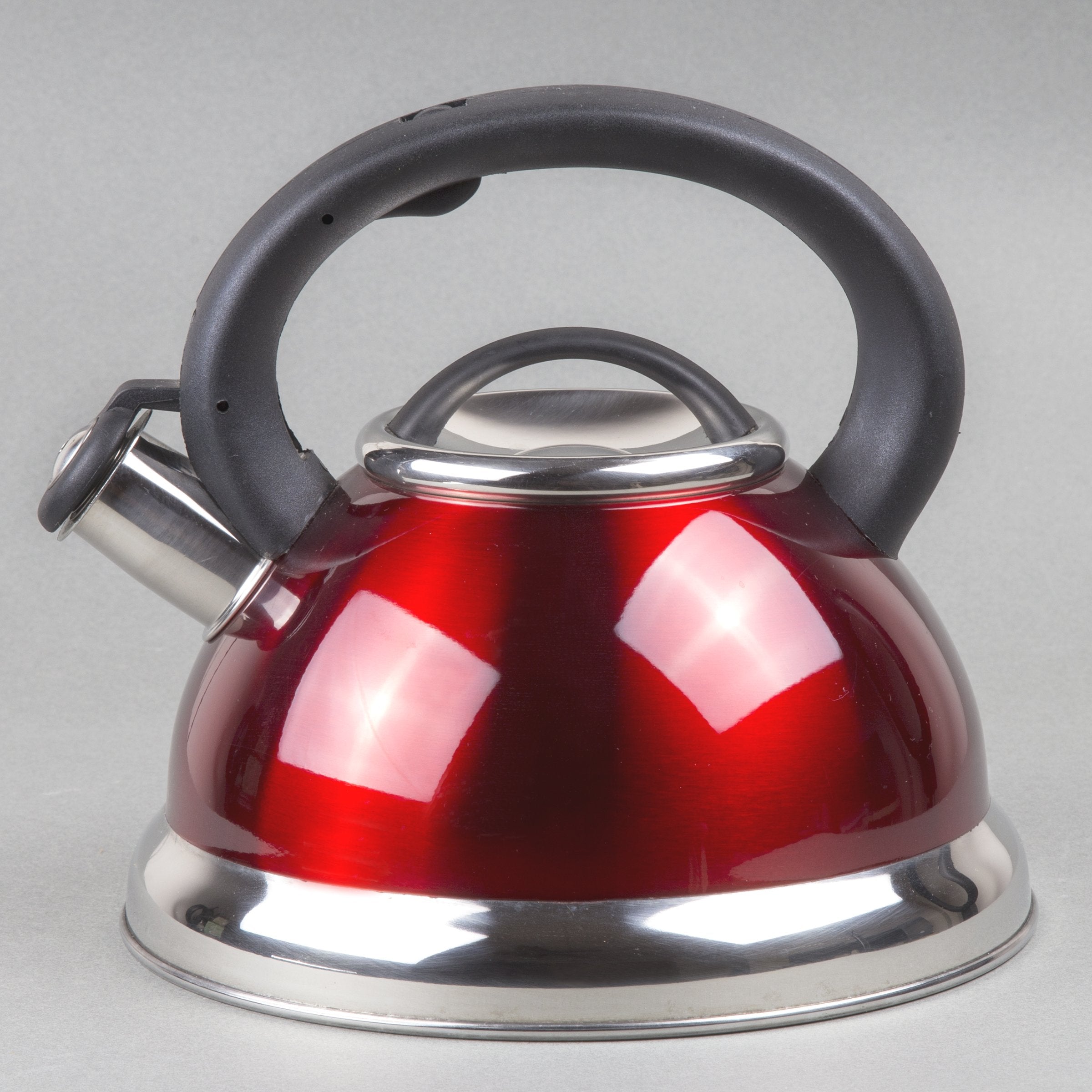 Creative Home Alexa 3.0 Quart Stainless Steel Whistling Tea Kettle Fast Boiling Heat Water for Stovetop Whistle Tea Pot, Metallic Cranberry