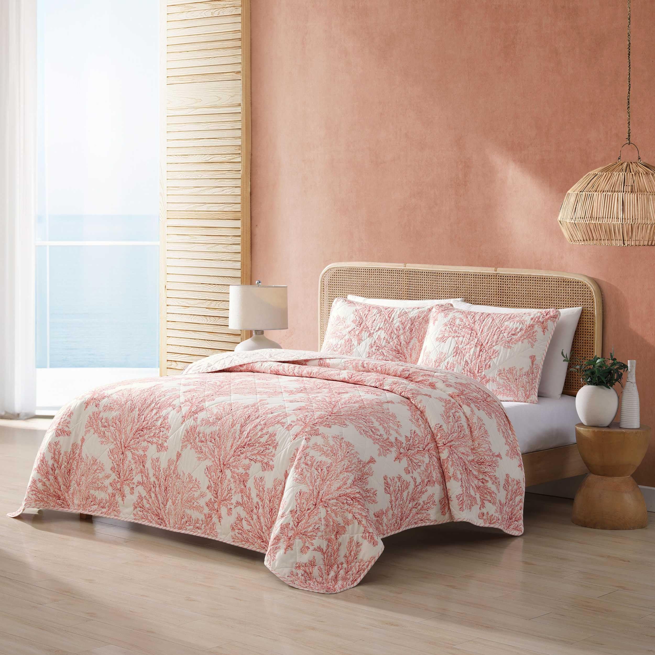 Tommy Bahama - Twin Quilt Set, Reversible Cotton Bedding with Matching Sham, Coral Reef Inspired Bedding Set (Coral Garden, Twin)