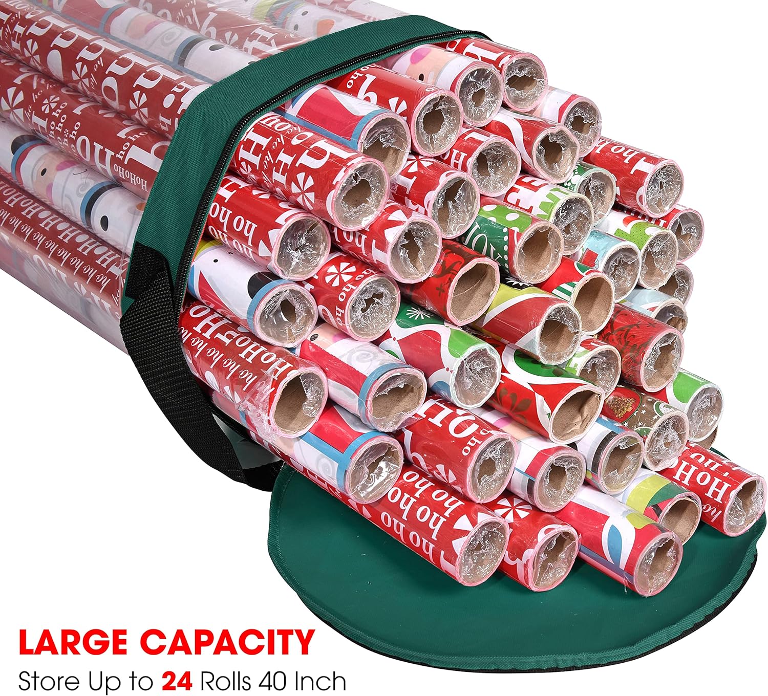 Primode Wrapping Paper Storage Bag - Durable 600D Oxford Organizer for Under Bed | 42” Length, Green