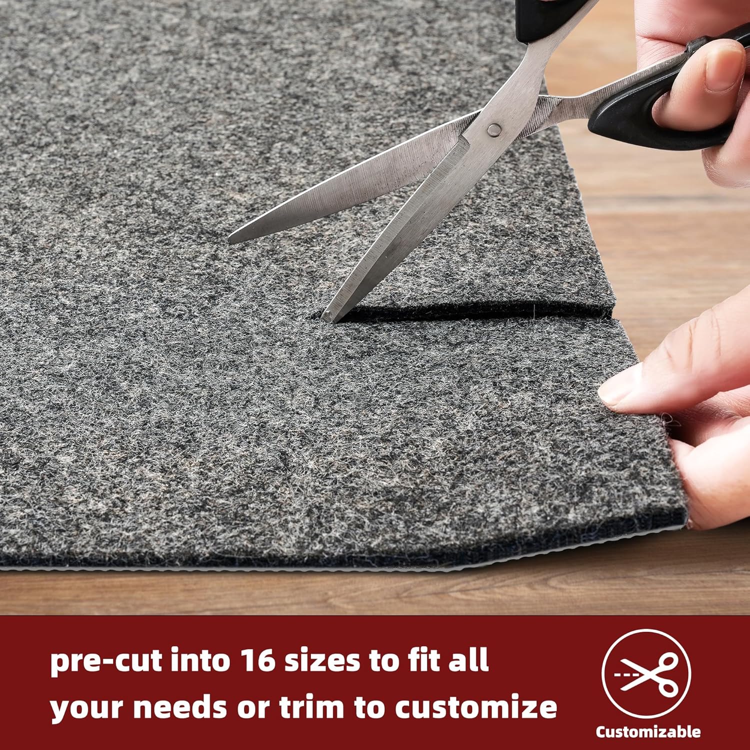 BAGAIL Non-Slip Rug Pads - 1/4” Thick Felt & Natural Rubber Backing - 5 x 7 Ft for Hardwood Floor Protection