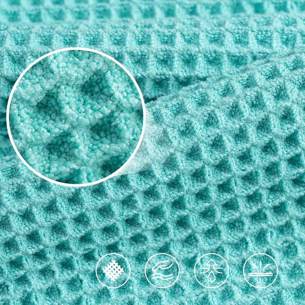 POLYTE Microfiber Oversize Bath Towels - Quick Dry, Lint Free, 60 x 30 in, 4 Pack | Waffle Weave
