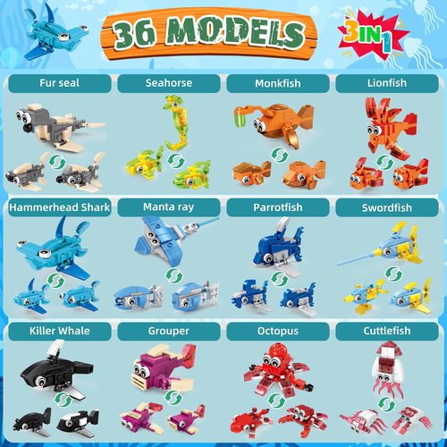 LINAYE 36 Packs Party Favors for Kids - 108 Models Mini Animals Dinosaur Building Blocks Set Toys for Kids Easter Stuffers Fillers Birthday Valentines Day Gifts Classroom Prizes for Boys Girls