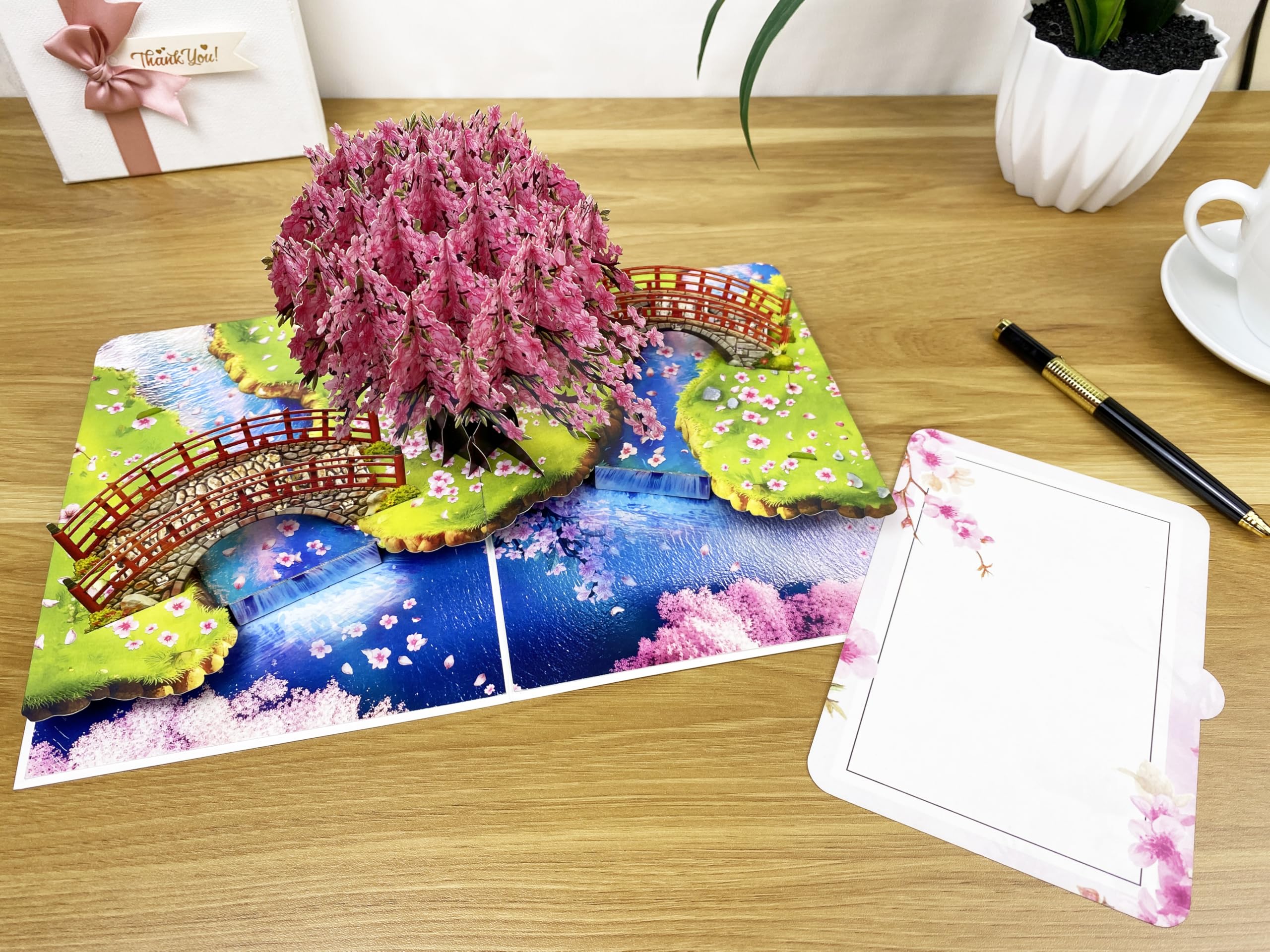 3D Pop Up Greeting Card – Handmade Cherry Blossom Tree Card for Spring, Birthday, Mother's Day, Wedding – Laser Cut Sakura Card with Envelope – Unique Floral Gift for Women, Friends, Family