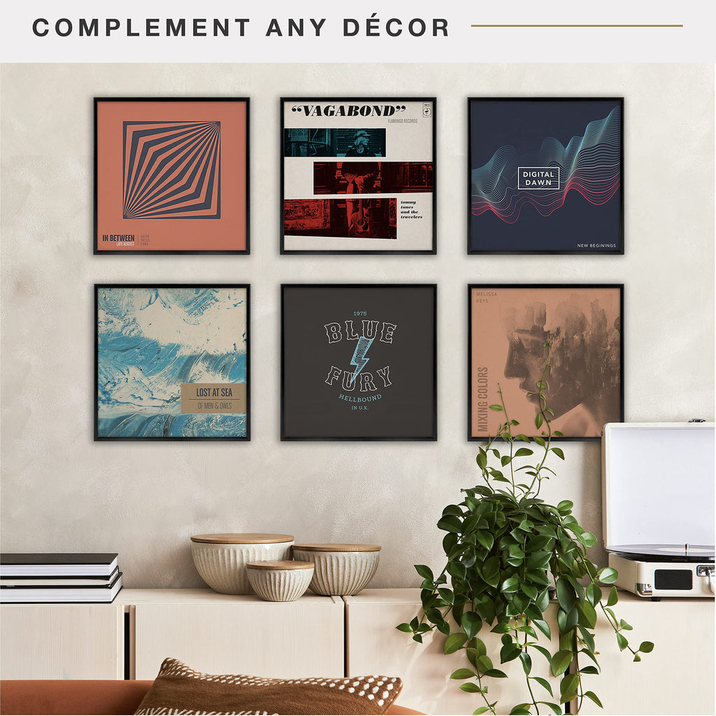 MCS Gallery Aluminum 12.5x12.5 Inch Album Cover Frame (6pk), Black (65506)