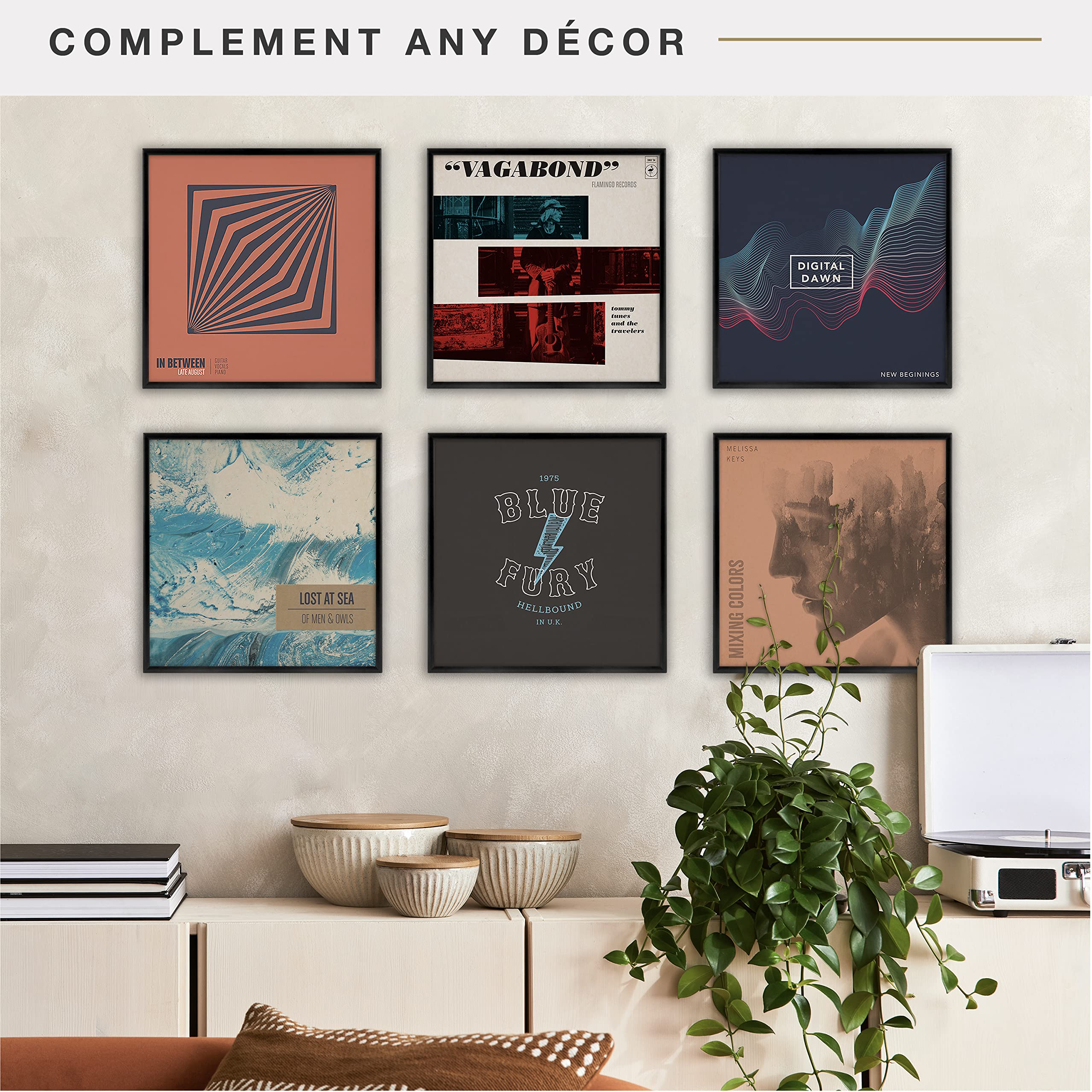 MCS Gallery Aluminum 12.5x12.5 Inch Album Cover Frame (6pk), Black (65506)