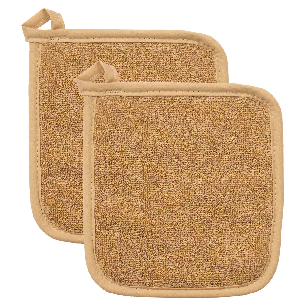 RITZ Terry Potholder & Hot Pad: Unparalleled Heat Resistant, Durable 100% Cotton – Ergonomically Designed for Optimal Grip – Easy-Care Machine Washable – 2-Pack, Straw