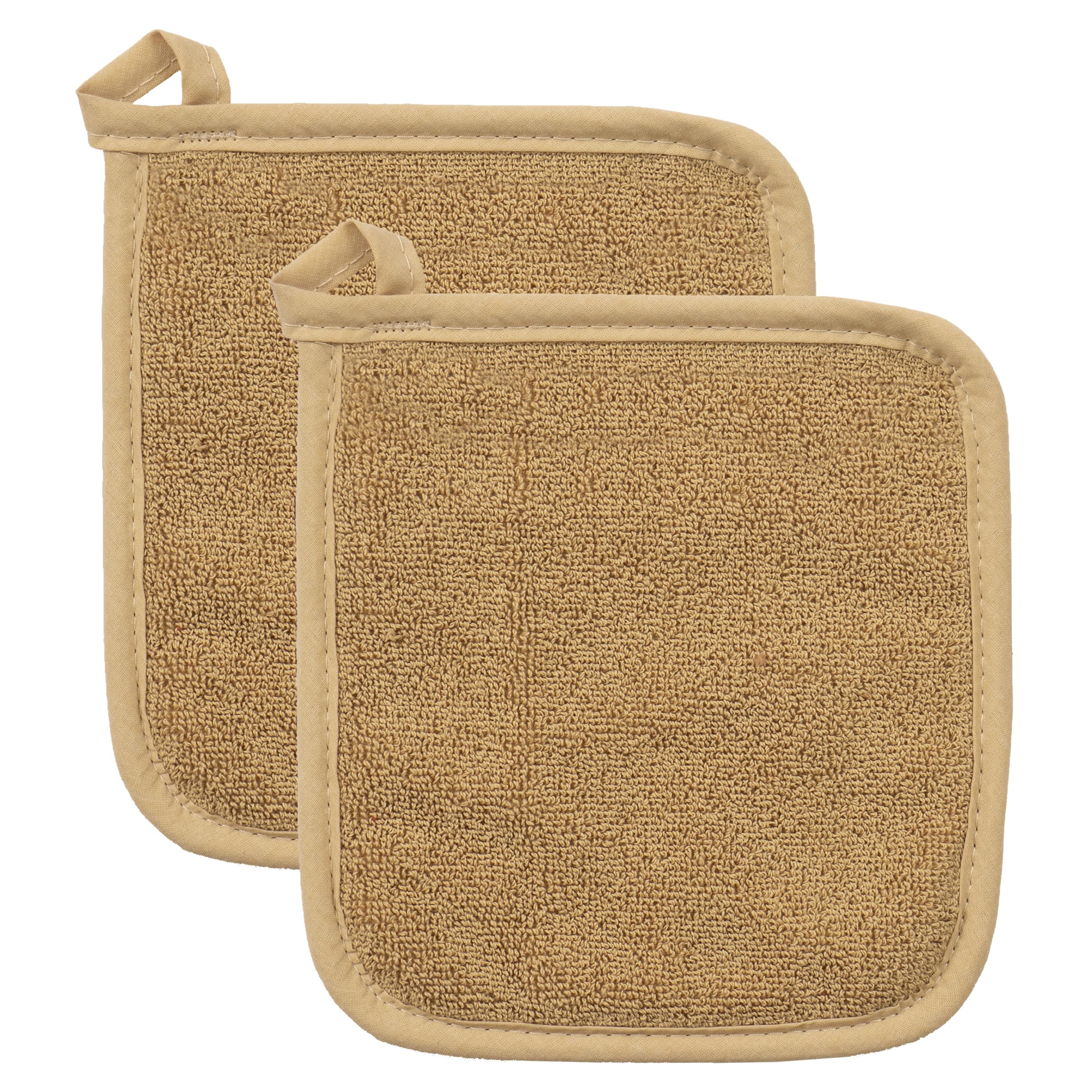 RITZ Terry Potholder & Hot Pad: Unparalleled Heat Resistant, Durable 100% Cotton – Ergonomically Designed for Optimal Grip – Easy-Care Machine Washable – 2-Pack, Straw
