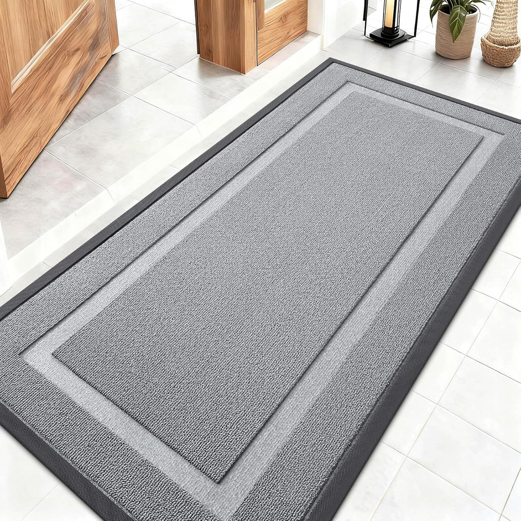 OLANLY Waterproof Front Door Mat - All-Season Indoor/Outdoor Doormat, Easy Clean, 47x23, Ash Gray