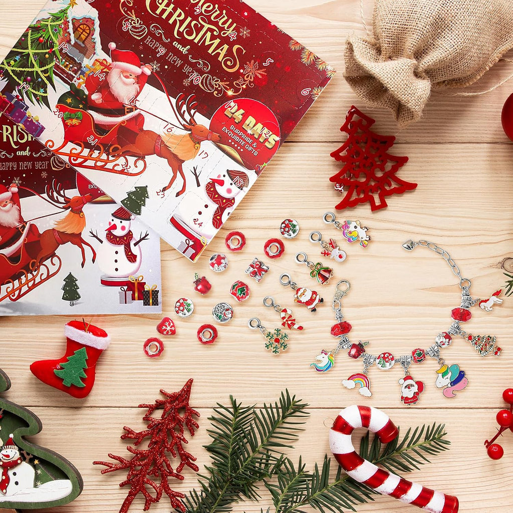 SIXNIE Christmas Advent Calendar - 24-Day Countdown Charm Bracelets Kit for Girls & Teens