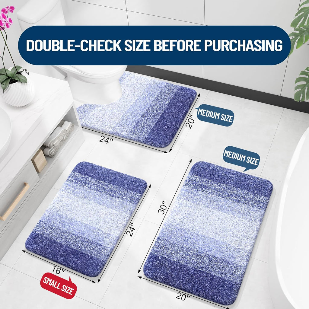 OLANLY Large Bathroom Rug Mat - Extra Soft Microfiber, Quick Dry, Machine Washable | 40x24, Blue-Violet