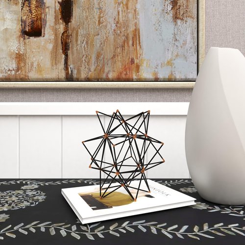 Deco 79 Metal Geometric Decorative Sculpture Home Decor Statue with Gold Accents, Accent Figurine 7" x 7" x 7", Black