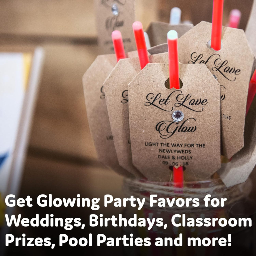 PartySticks Red Glow Sticks - 100 Pack | 8-Inch Light-Up Party Favors & Decorations