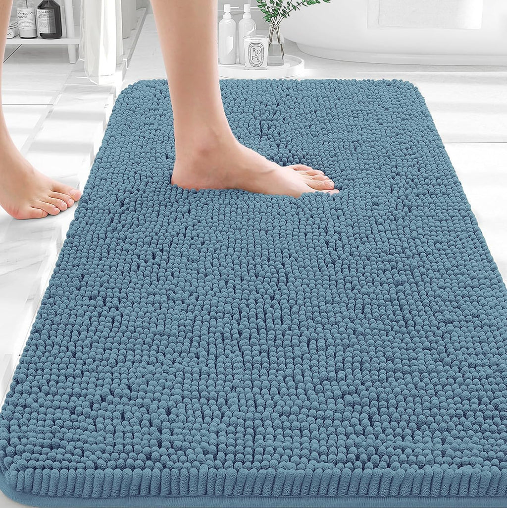 OLANLY Bathroom Rugs - Extra Soft Absorbent Chenille Mats | Quick Dry, Machine Washable, 35x24, Airy Blue