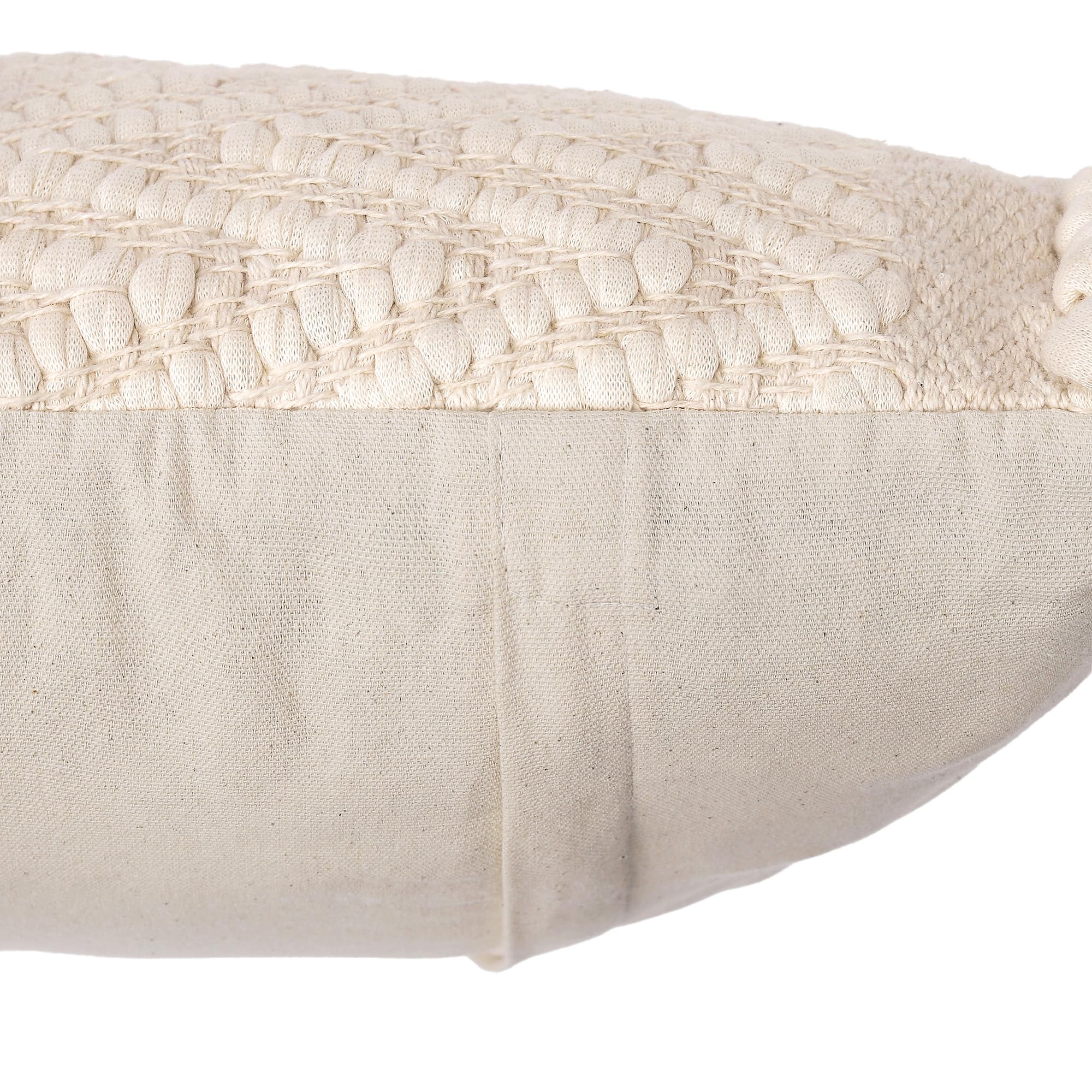 REDEARTH · Tufted Throw Pillow Cushion Covers - Boho Textured Woven Decorative Cases Set for Couch, Sofa, Bed, Farmhouse, Chair, Patio, Car - 100% Cotton (18x18 ; Boho Chic Natural) Pack of 2