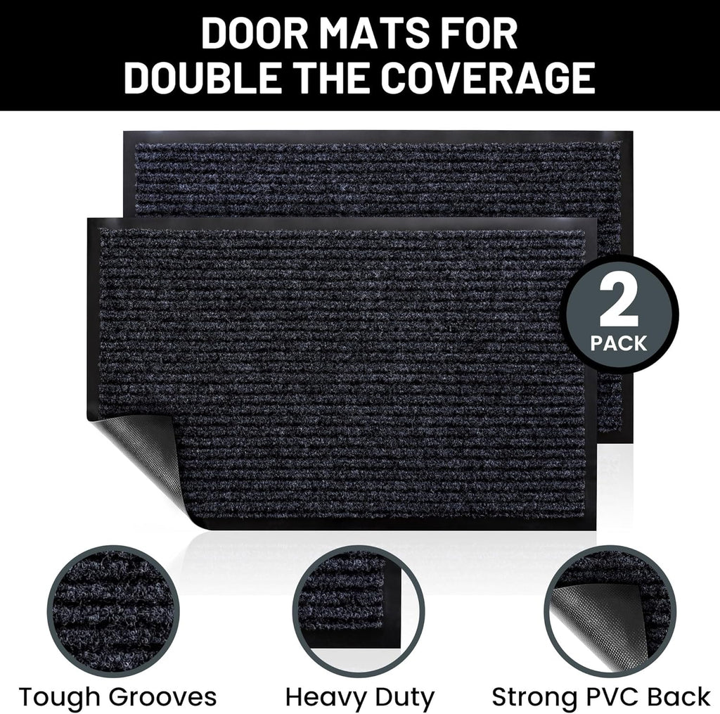 Sierra Concepts Welcome Floor Mat - Indoor Outdoor Entryway Doormat, Low Profile, 30x17 Inches, 2-Pack Gray